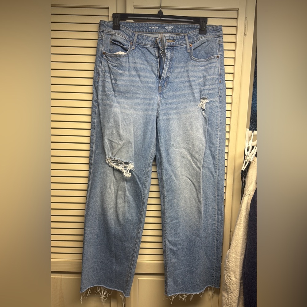 Old Navy Light Blue Distressed Flare Jeans